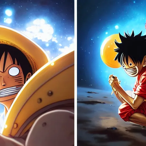 Image similar to luffy in a astronaut suit and luffy, intricate, luffy, highly detailed, digital painting, artstation, concept art, smooth, sharp focus, illustration, luffy, unreal engine 5, 8 k, art by artgerm and greg rutkowski and alphonse mucha