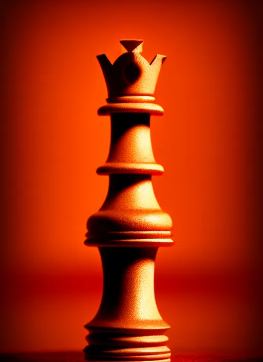 Image similar to ( queen chess piece by jonathan monk, sharpfocus, photorealism, soft diffuse autumn lights, some sun light ray, dark room wall, canon 5 d 5 0 mm lens