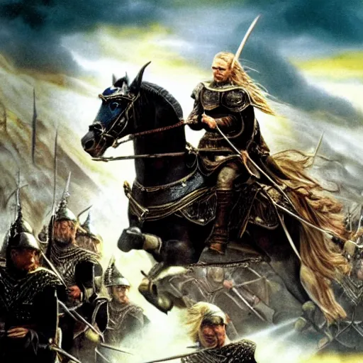 Image similar to the rohirrim riding into battle at minas tirith