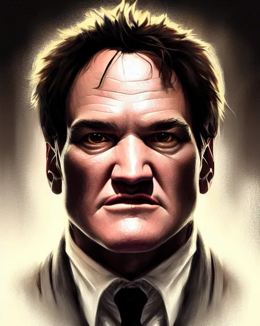 Prompt: portrait of quentin tarantino, real life skin, intricate artwork, high detailed, artstation, concept art, smooth, sharp focus, art by artgerm and greg rutkowski @ ruprechy