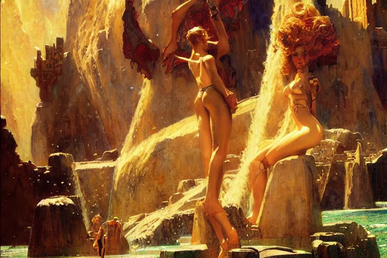 Image similar to atlantis, painting by gaston bussiere, craig mullins, j. c. leyendecker, tom of finland