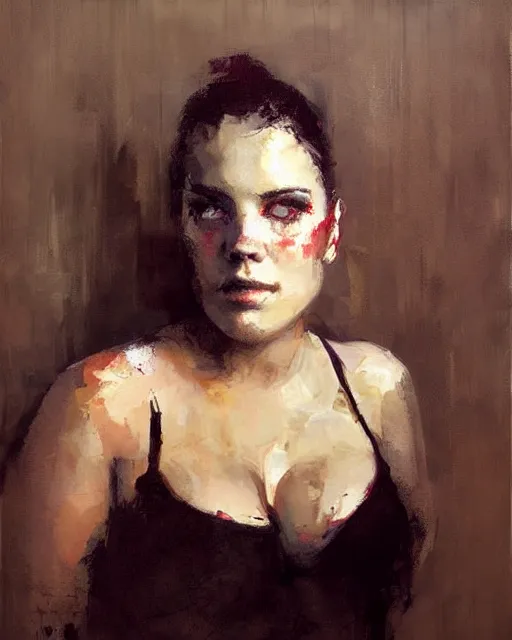 Image similar to beautiful plus size girl painting by jeremy mann