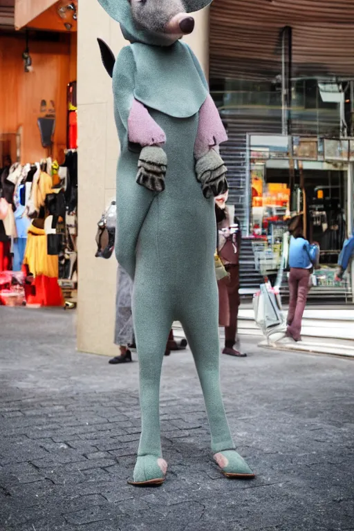 Prompt: an adorable and fashionable aardvark standing in the middle of the Harajuku district
