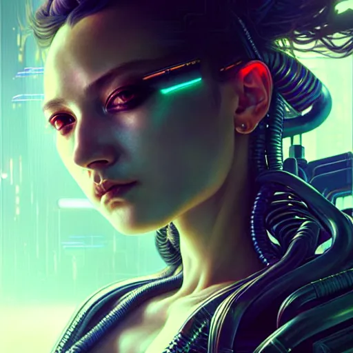 Prompt: portrait painting of a cyberpunk sunmi, ultra realistic, concept art, intricate details, eerie, highly detailed, photorealistic, octane render, 8 k, unreal engine. art by artgerm and greg rutkowski and magali villeneuve and alphonse mucha