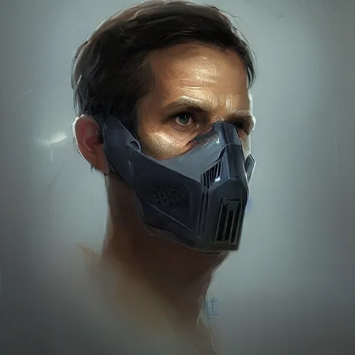 Image similar to portrait of a man by greg rutkowski, he looks like bill paxton, he is wearing a tactical gear and a superhero mask, highly detailed portrait, digital painting, artstation, concept art, smooth, sharp foccus ilustration, artstation hq