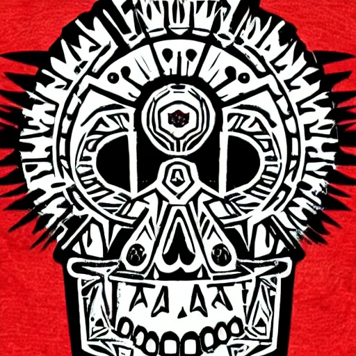 Image similar to aztec skull, fractal punk