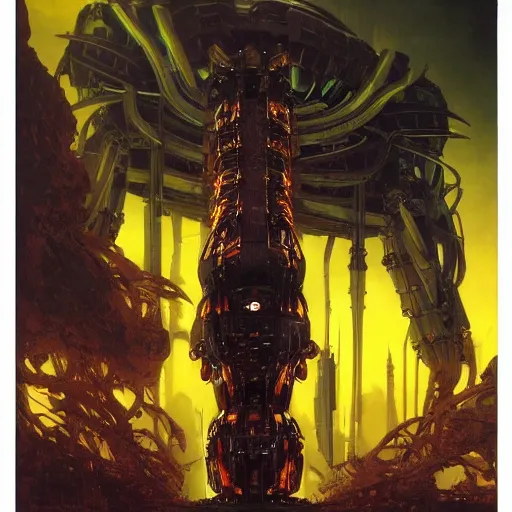 Prompt: a epic boss made by metal, cyberpunk style, super complex and instruct, epic stunning atmosphere, hi - tech synthetic rna bioweapon nanotech demonic monster horror by syd mead, michael whelan, jean leon gerome, junji ito