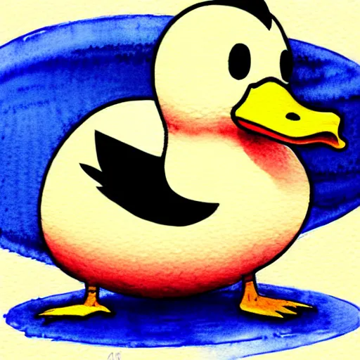 Image similar to duck anime illustration watercolors, style of ken sugimori