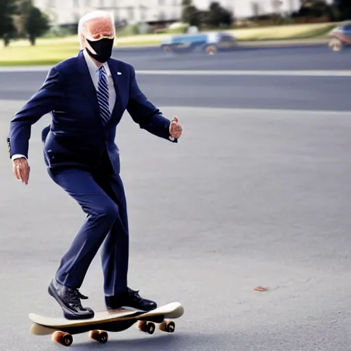 Prompt: joe biden riding a skateboard, realistic, hd