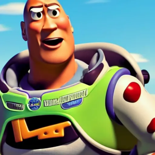 Image similar to dwayne johnson as pixar characters on toy story movie