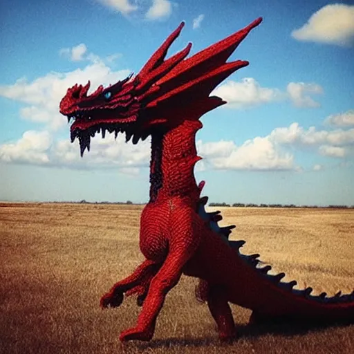 Prompt: “fire breathing dragon, made of straw”