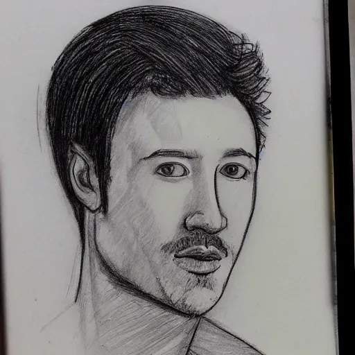 Image similar to markplier portrait sketch, by da vinci, sketch