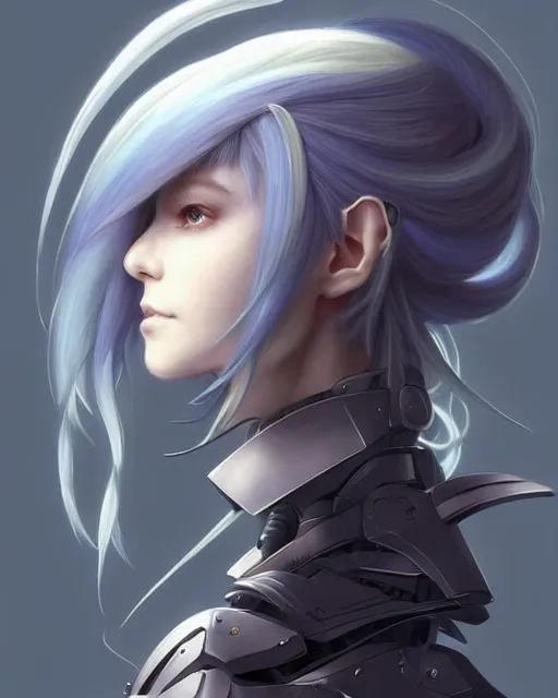 Image similar to art championship winner trending on artstation portrait of an elven mecha mage, portrait cute-fine-face, pretty face, realistic shaded Perfect face, fine details. Anime. realistic shaded lighting by katsuhiro otomo ghost-in-the-shell, magali villeneuve, artgerm, rutkowski, WLOP Jeremy Lipkin and Giuseppe Dangelico Pino and Michael Garmash and Rob Rey head and shoulders, blue hair, matte print, pastel pink neon, cinematic highlights, lighting, digital art, cute freckles, digital painting, fan art, elegant, pixiv, by Ilya Kuvshinov, daily deviation, IAMAG, illustration collection aaaa updated watched premiere edition commission ✨✨✨ whilst watching fabulous artwork \ exactly your latest completed artwork discusses upon featured announces recommend achievement