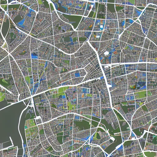 Prompt: image of a London in a online maps app, phone UI