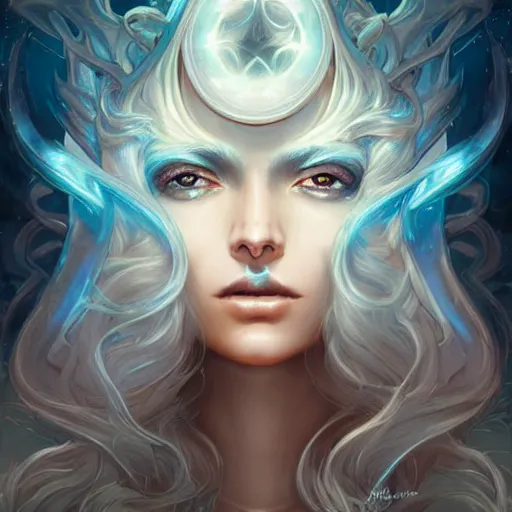 Prompt: celestial dreamer of the starmind, heroine, beautiful, detailed symmetrical close - up portrait, intricate complexity, in the style of artgerm and peter mohrbacher, cel - shaded
