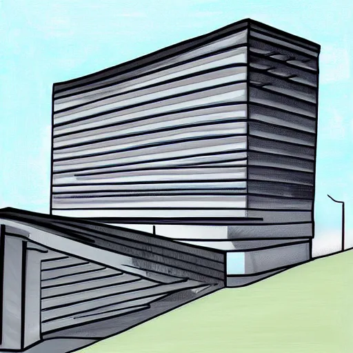 Prompt: modern building, digital painting