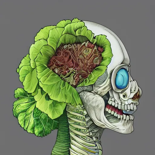 Image similar to the anatomy of a head of lettuce, an ultrafine detailed painting by james jean, studio ghibli, behance contest winner, vanitas, angular, altermodern