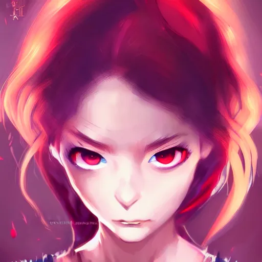 Prompt: beautiful angry girl, portrait, fire magic, red hair and makeup, cute, sharp focus, professional digital painting, pixiv popular illustrations, by suzuame 9 7, kezie demessance, enji _ works, shia - ushio, masterpiece, cinema