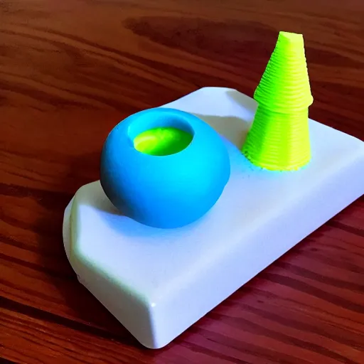 Prompt: a 3d printed toy for my kids, fresh from the printer