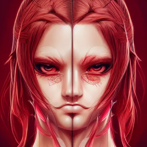 Image similar to crimson blader, beautiful, detailed symmetrical close up portrait, intricate complexity, in the style of artgerm and ilya kuvshinov, cel shaded