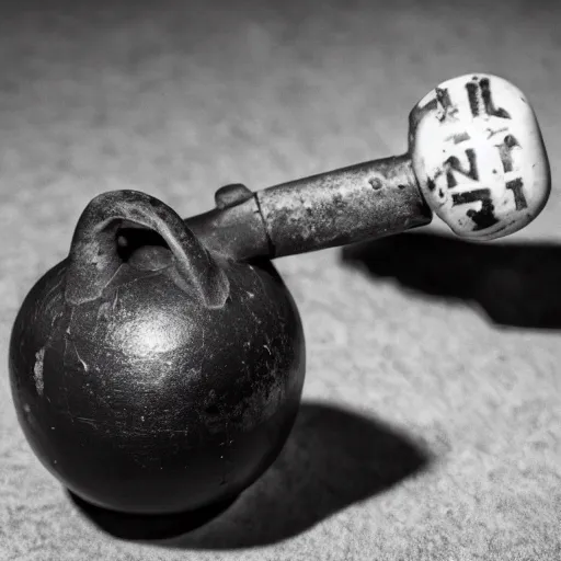 Image similar to single ww 2 hand grenade, black and white