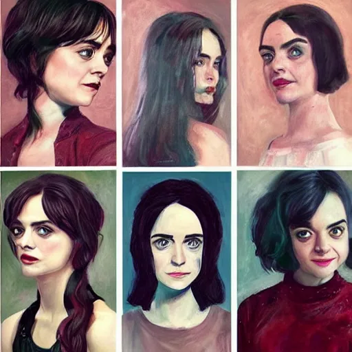 Prompt: beautiful portrait painting of a combination of Maisie Williams, Krysten Ritter, Anne Hathaway and Natalia Dwyer Christina Ricci and Lily Collins