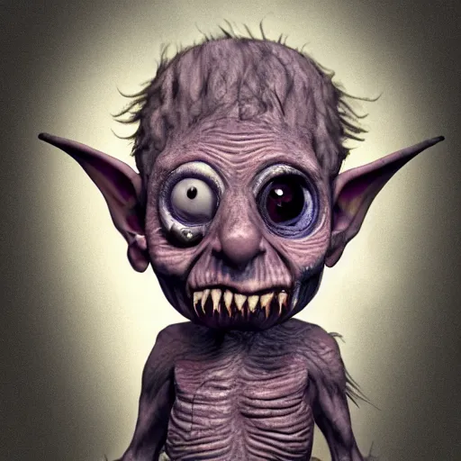 Prompt: a photograph of a really screwed up little goblin, horror morph, scary scary scary, wild, weird, fun