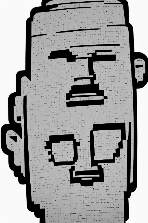 Prompt: vector sprite moai statue popart slap face caricature comic book illustration cartoon graffity street digital
