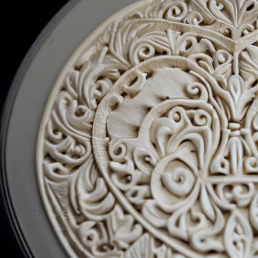 Image similar to intricate heart carved into ivory, c anon 5 d 5 0 mm lens