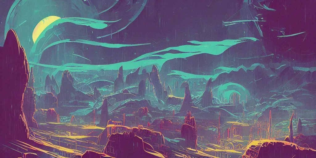 Image similar to a lovecraftian cinematic isograph print of a aetherpunk planet by alena aenami in the style of art - deco art, very, very aesthetic