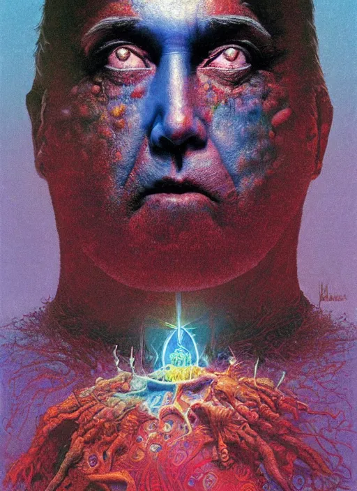 Image similar to alex jones by lisa frank and zdzislaw beksinski