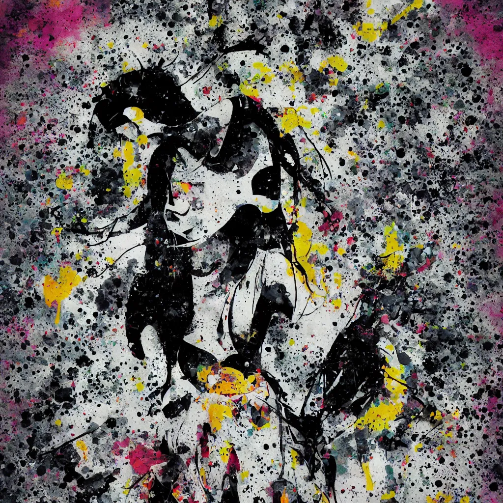 Image similar to girl figure, abstract, jet set radio artwork, ryuta ueda artwork, cryptic, rips, spots, asymmetry, stipple, lines, glitches, color tearing, pitch bending, stripes, dark, ominous, eerie, hearts, minimal, points, technical, old painting, natsumi mukai artwrok, folds