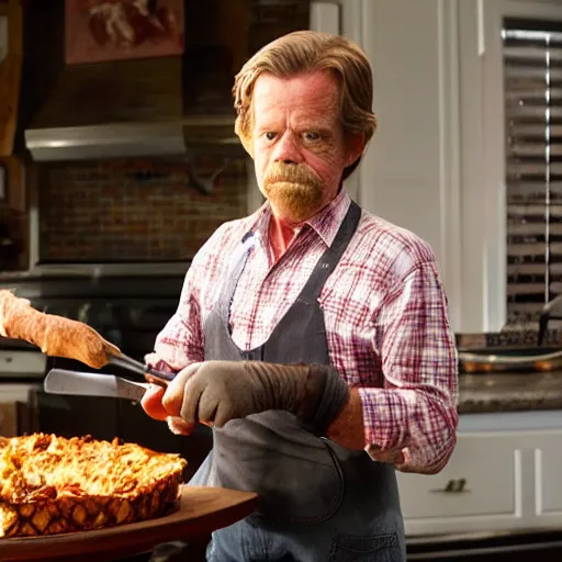 Image similar to William H Macy carving a turkey