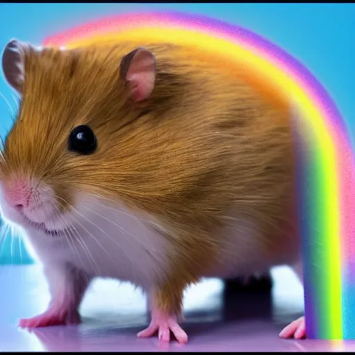 Image similar to hamster made out of large blocky rainbow gems, 8 k hd