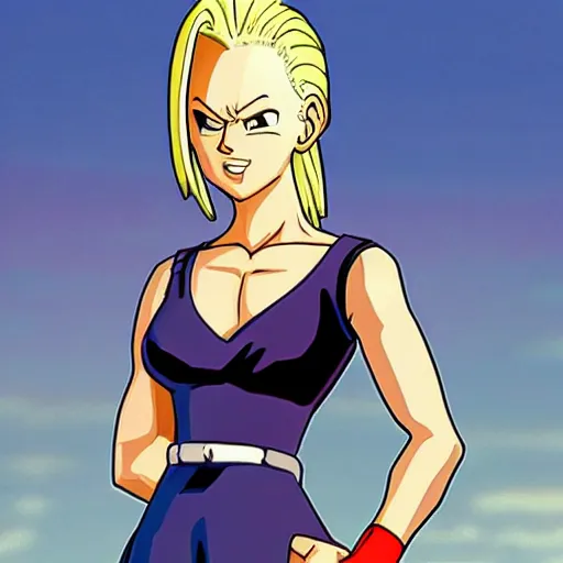 android 1 8 from dragon ball z stripping, 4 k | Stable Diffusion