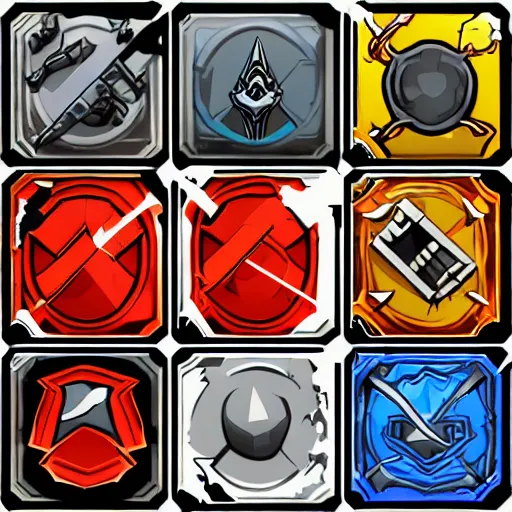 Prompt: combat skill icons from a cyberpunk style MMORPG