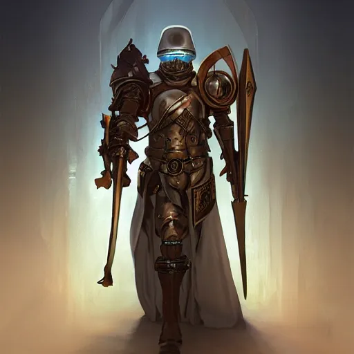 Image similar to beautiful warforged crusades construct wood steel holy cleric crusader runes warforged crusades tabard cloak divine knights templar battlefield, glowing eyes, intricate, elegant, highly detailed, digital painting, artstation, concept art, smooth, sharp focus, illustration, art by artgerm and greg rutkowski and alphonse mucha and loish and wlop