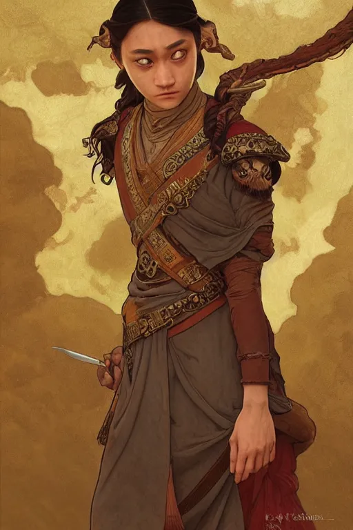 Image similar to ancient javanese arya stark, highly detailed, digital painting, artstation, concept art, smooth, sharp focus, illustration, ArtStation, art by artgerm and greg rutkowski and alphonse mucha and J. C. Leyendecker and Edmund Blair Leighton and Katsuhiro Otomo and Geof Darrow and Phil hale and Ashley wood and Ilya repin and Charlie Bowater