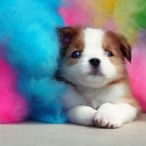 a an adorable pink fluffy puppy with under a rainbow | Stable Diffusion