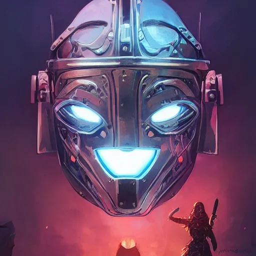 Image similar to cyberpunk viking helmet mask warrior goddess robot ninja fantasy, art gta 5 cover, official fanart behance hd artstation by jesper ejsing, by rhads, makoto shinkai and lois van baarle, ilya kuvshinov, ossdraws