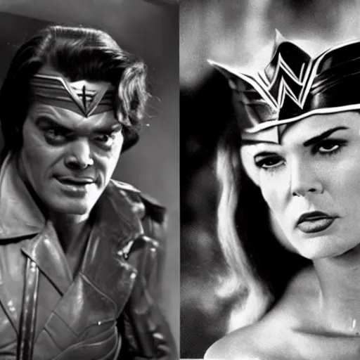 Image similar to old jack nicholson as wonder woman