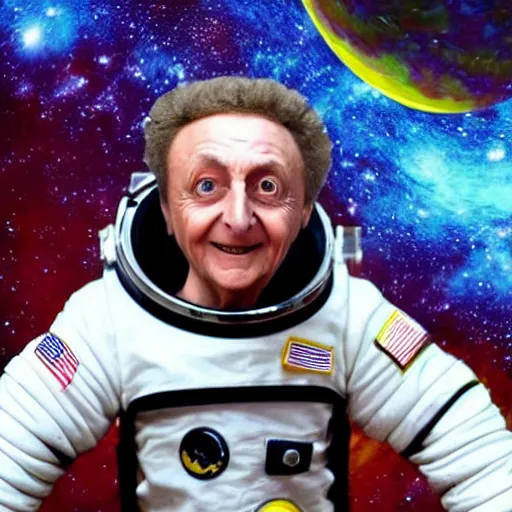 Prompt: morty in a spacesuit roams the universe