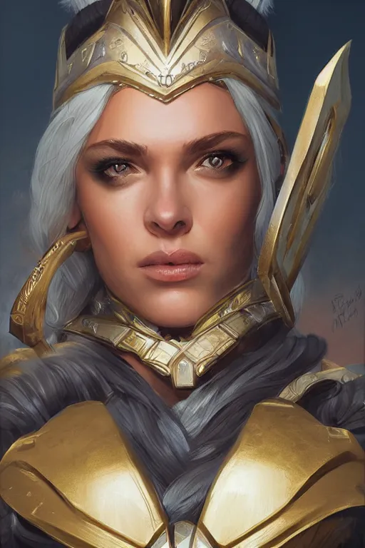 Image similar to amazon valkyrie athena, d & d, fantasy, portrait, highly detailed, headshot, digital painting, trending on artstation, concept art, sharp focus, illustration, art by artgerm and greg rutkowski and magali villeneuve