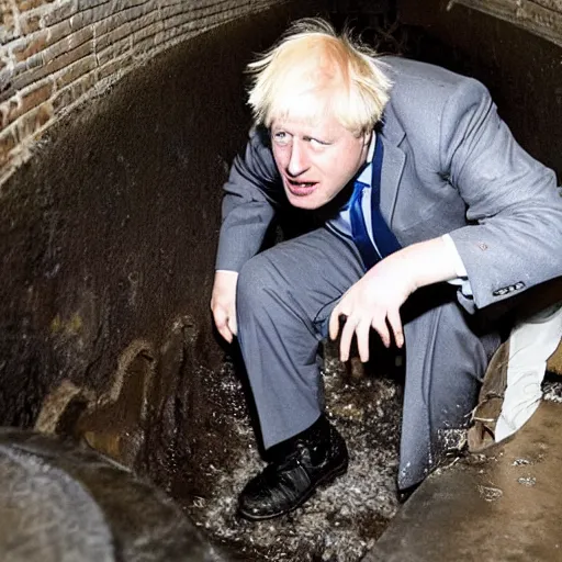 Image similar to photo of boris johnson lost in the sewers