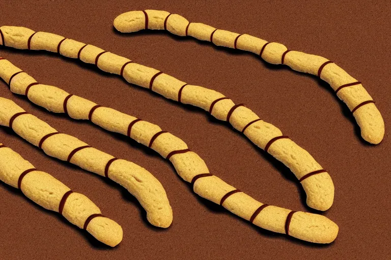 Image similar to centipede made of bread ultrarealism