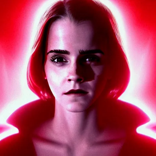 Image similar to emma watson as a sith lord with a red lightsaber