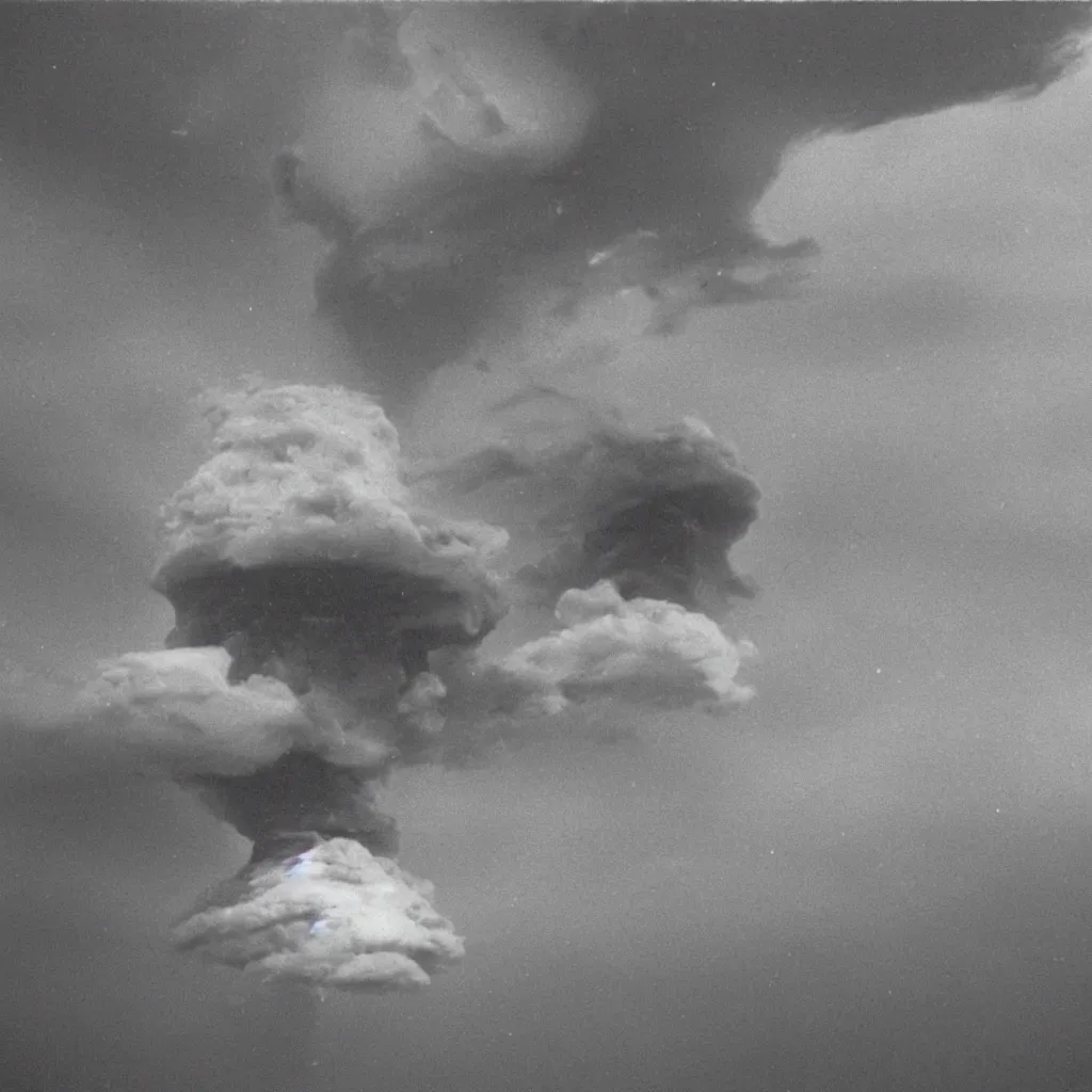 Prompt: A high quality, extremely detailed photograph of underwater nuclear explosion, from underwater point of view