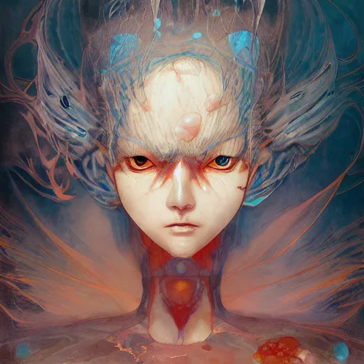 Image similar to prompt : magma character portrait soft light painted by james jean and katsuhiro otomo and erik jones, inspired by evangeleon anime, smooth face feature, intricate oil painting, high detail illustration, sharp high detail, manga and anime 1 9 9 9