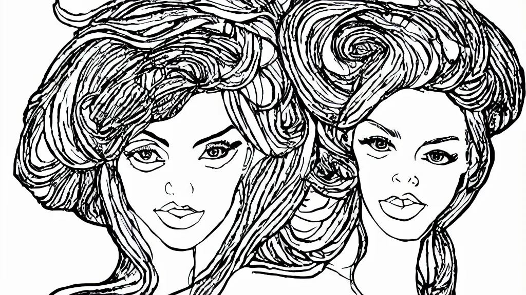 Prompt: colouring sheet of a beautiful woman face
