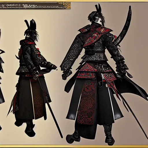 Image similar to Concept art of Male Victorian Gothic Samurai, hd, intricate, bloodborne, 8k, digital art